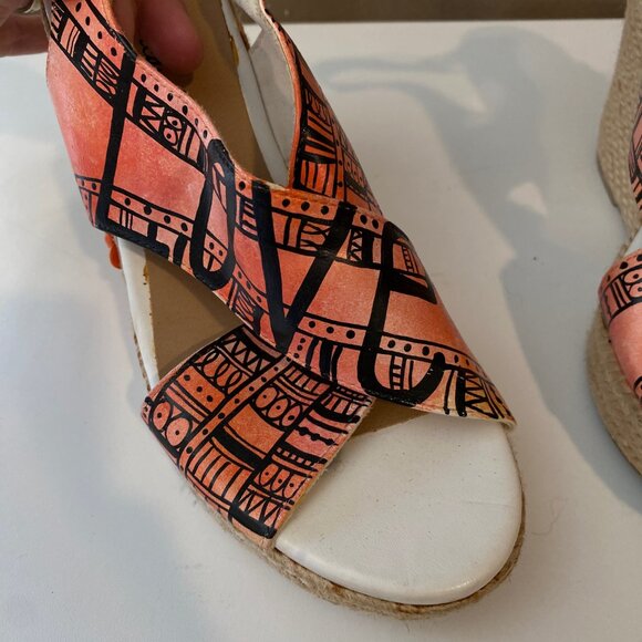 American Eagle Y2K Hope & Love Wedge Sandals Size 8‎ Boho Artsy - Picture 3 of 7